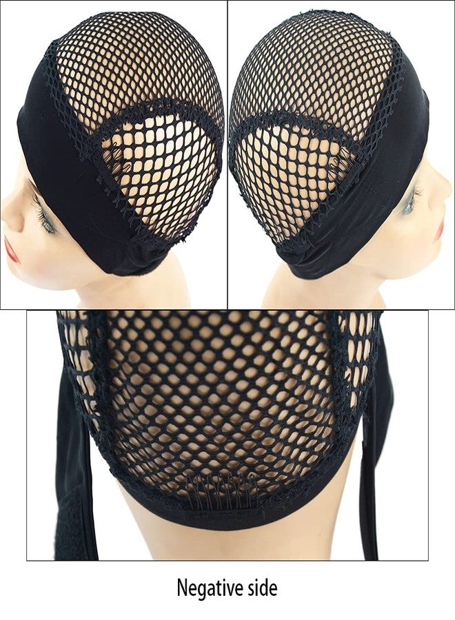 ياتشيو قبعة شعر مستعار كروشيه سوداء من YANTAISIYU، قطعة واحدة، مع طوق رأس قابل للتعديل، مثالية لصنع الشعر المستعار. - Image 4